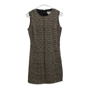 Isadora Vintage Black and Tan Midi Sheath Dress Size 2 Petite